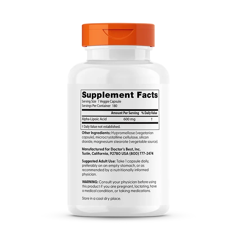 Doctor's Best Alpha-Lipoic Acid 600, 600 mg, 180 Veggie Caps