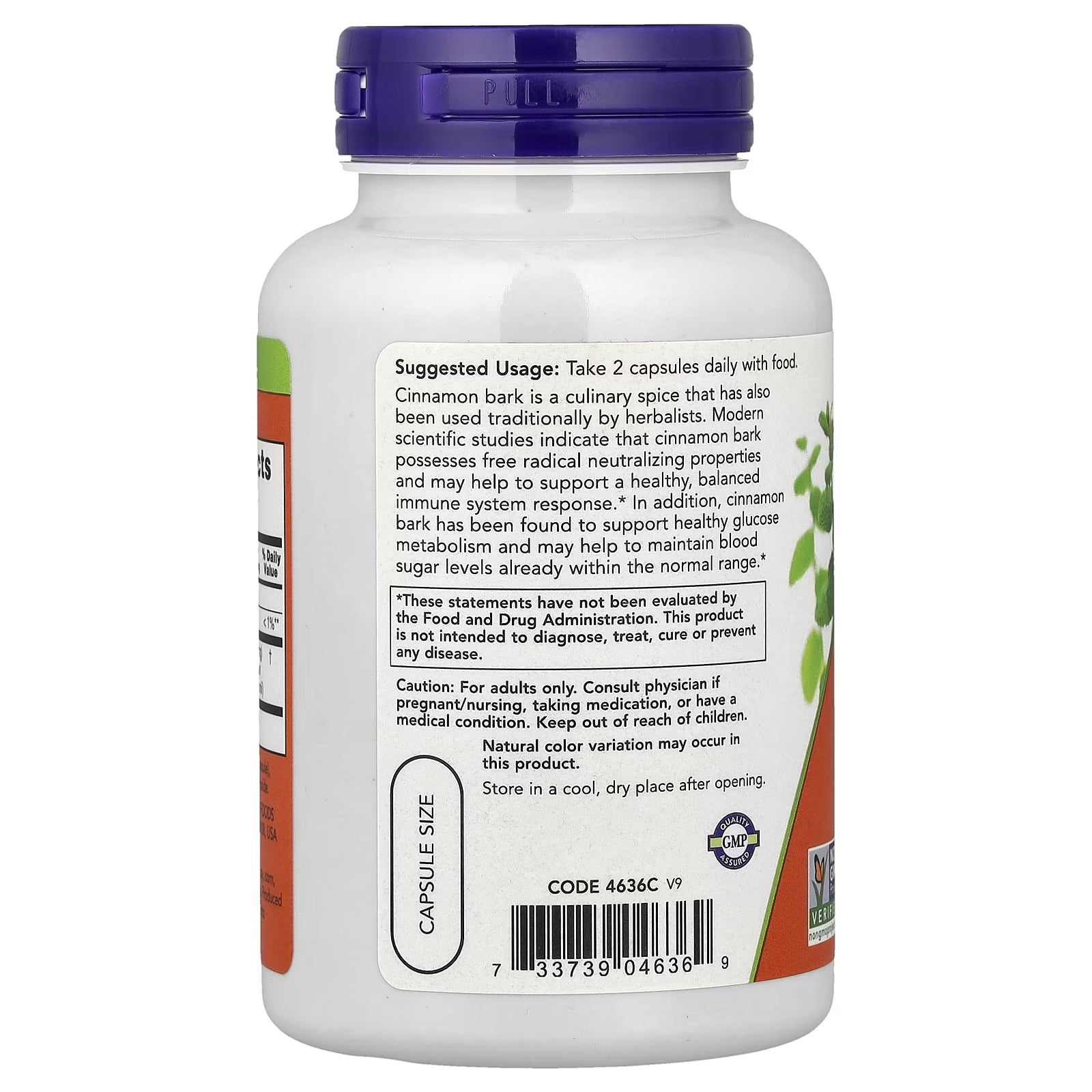 NOW Cinnamon Bark 600 mg